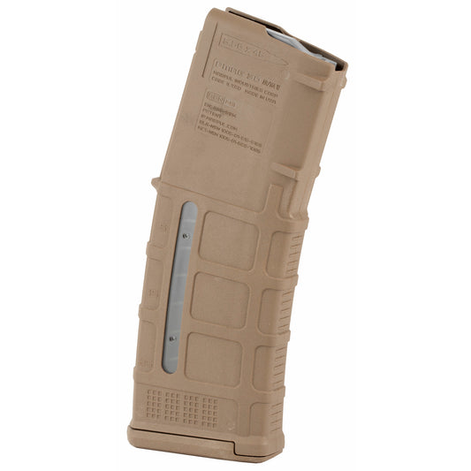 Tan rifle magazine on a white background